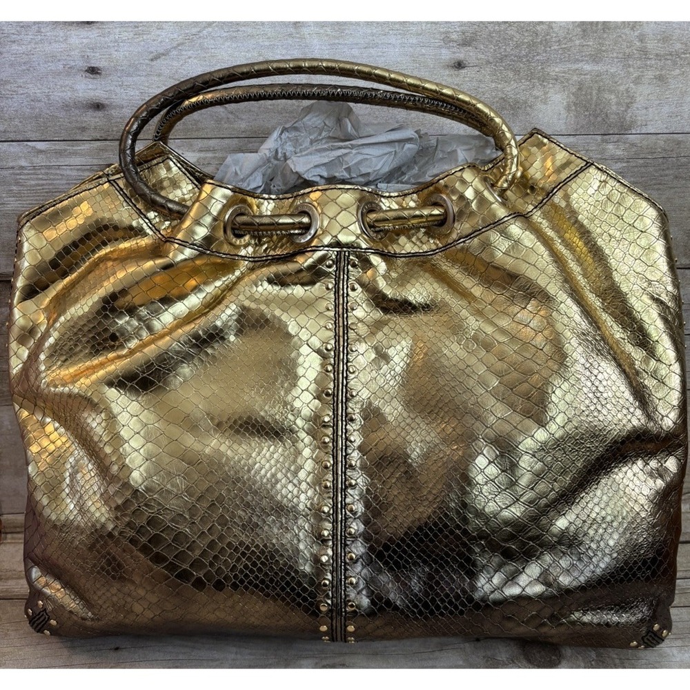 Michael Kors Astor Metallic Gold Snake Ombré Leather Tote, Purse, Bag,‎ New
